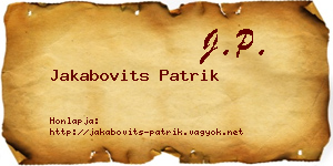 Jakabovits Patrik névjegykártya